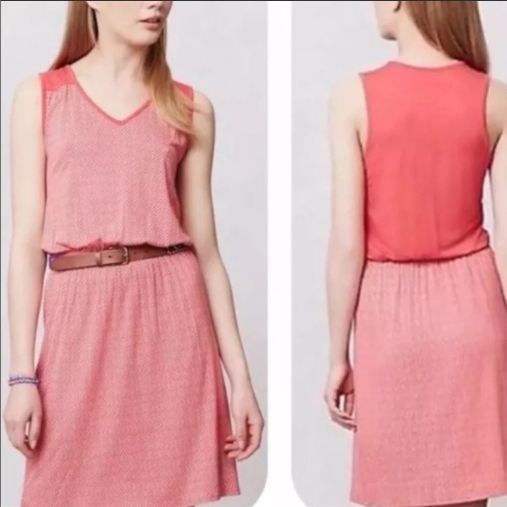Deletta Anthropologie red and white dress